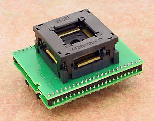DIL48/QFP144 ZIF H8S-4 (70-0527). Specialized programming adapter with open ZIF socket.